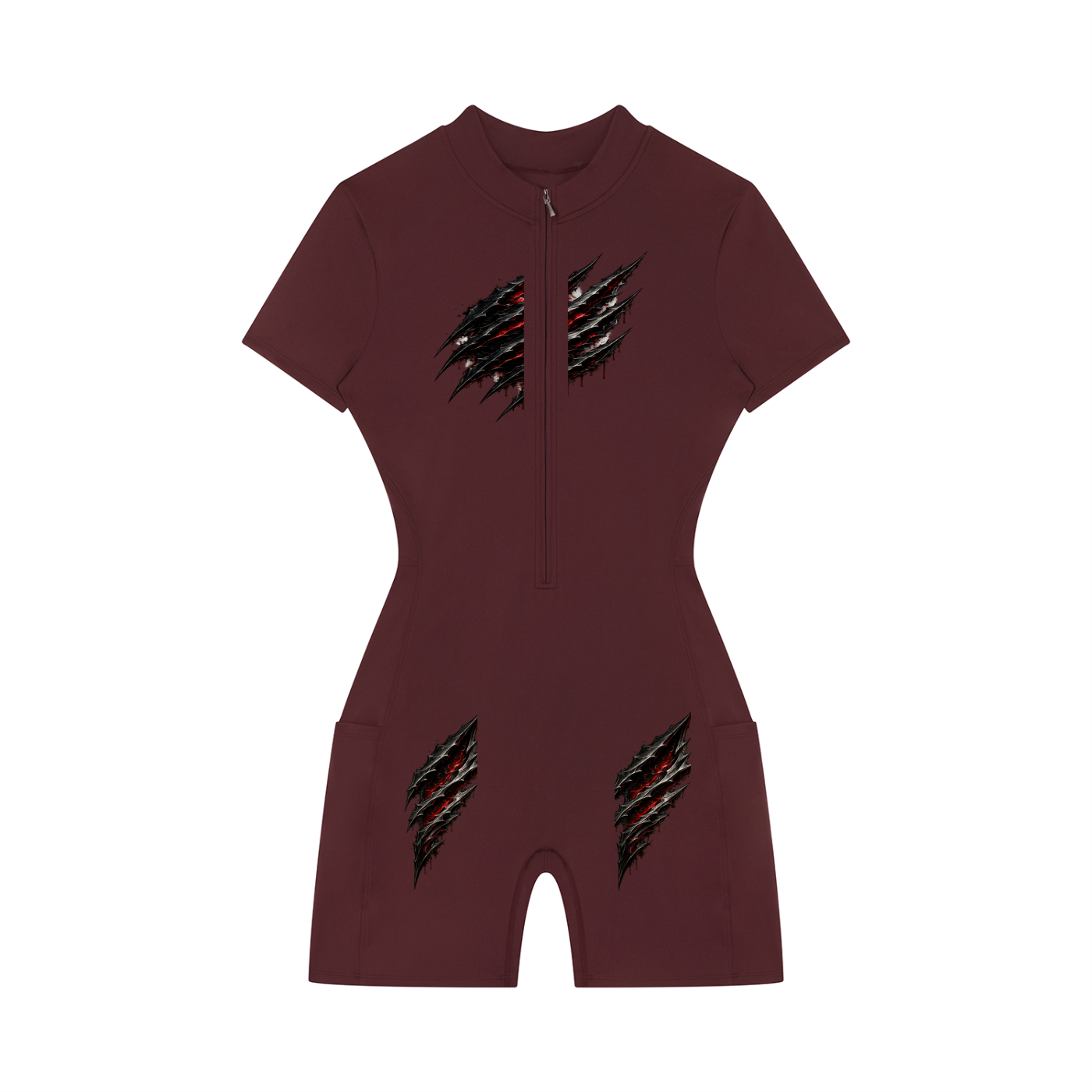 Women's Quarter-Zip Short Sleeve Romper