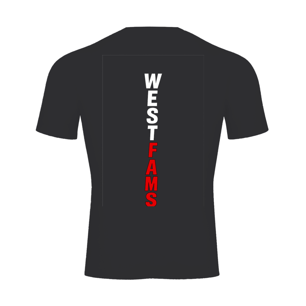 WestFams Elite Compression Shirt - Back view with vertical WESTFAMS logo