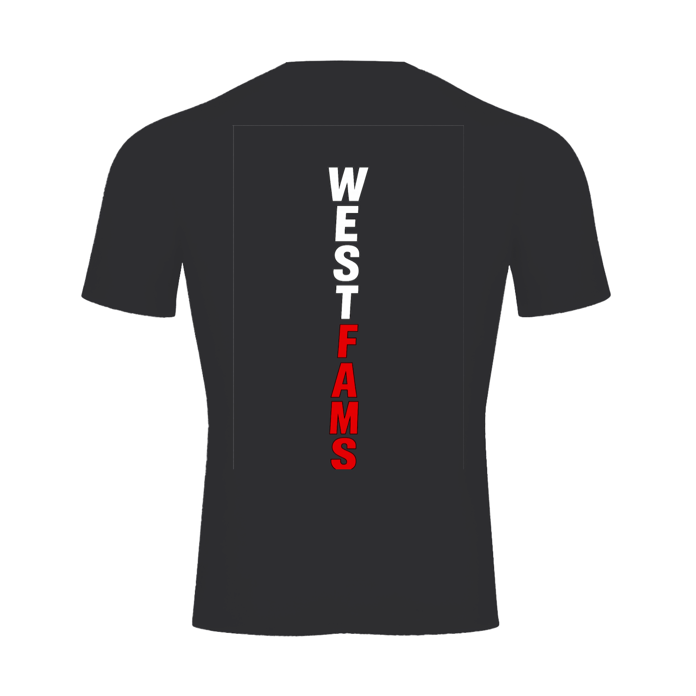 WestFams Elite Compression Shirt - Back view with vertical WESTFAMS logo