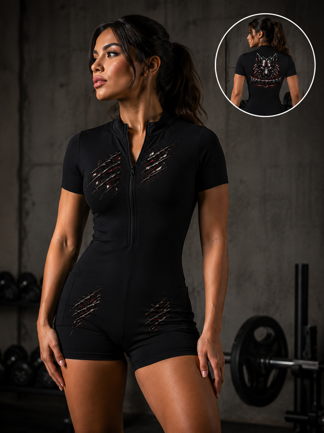 Women's Quarter-Zip Short Sleeve Romper