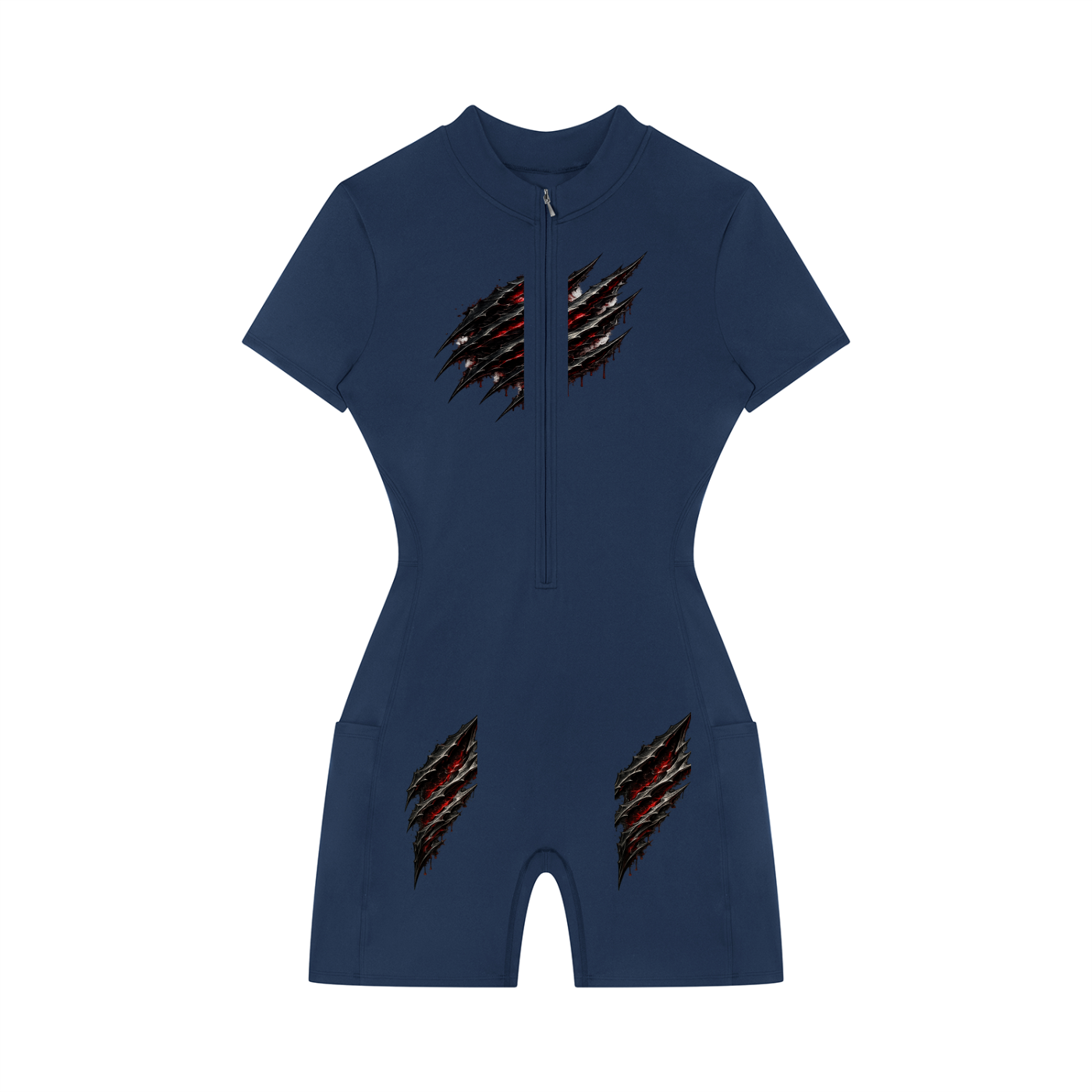 Women's Quarter-Zip Short Sleeve Romper